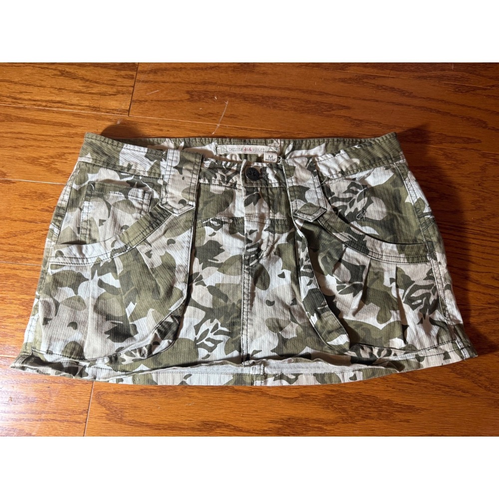 Chelsea & Violet Camo Miniskirt Vintage Y2K Green Utility Cotton Skirt AC02716 M